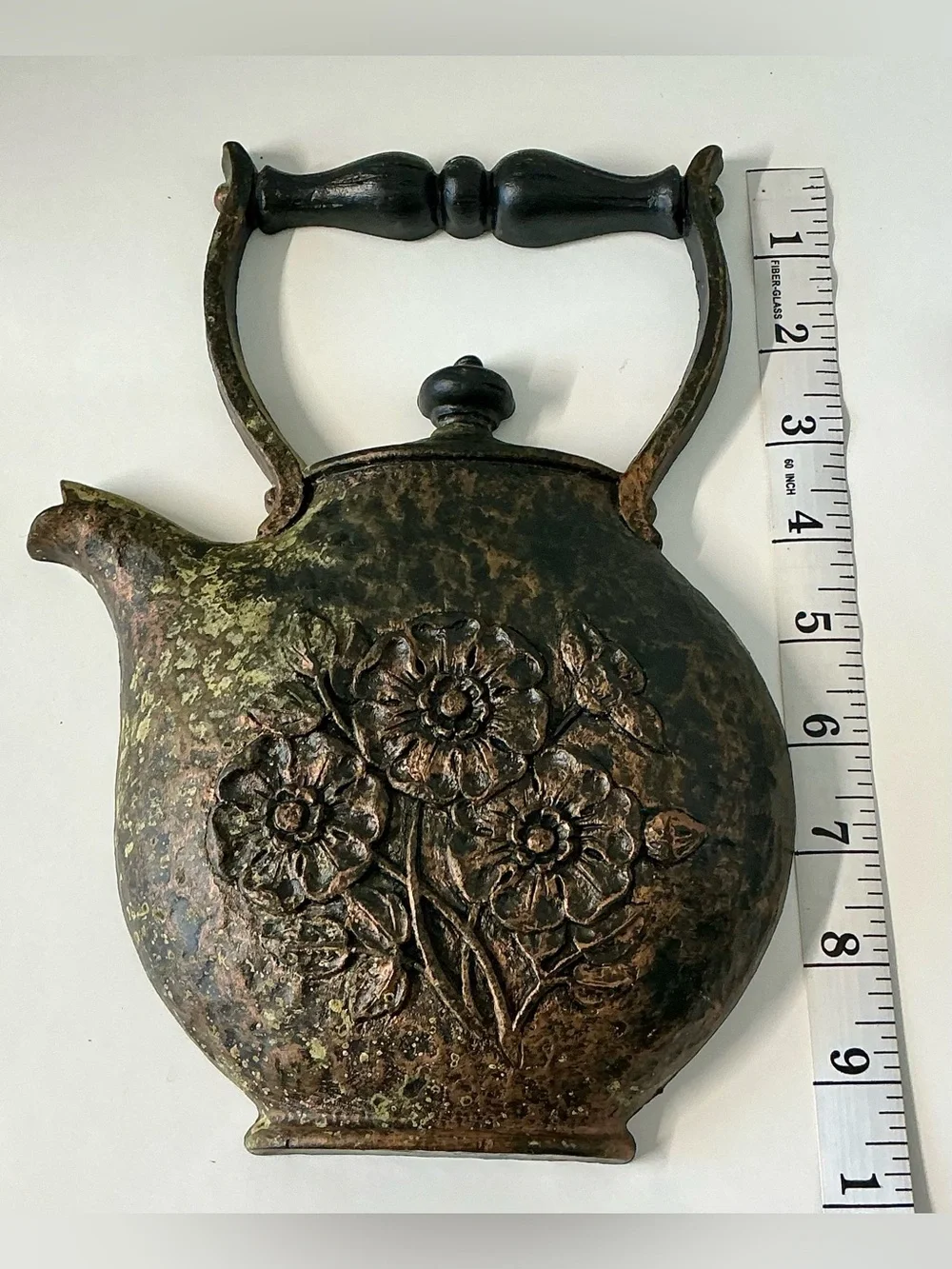 Decorative Floral Copper-Tone Teapot Set - Rustic Home Kitchen Accent
